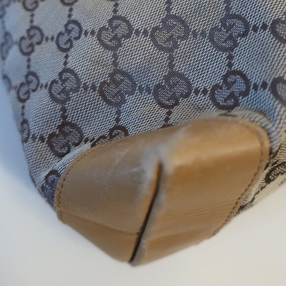 Authentic Gucci Taupe Brown Canvas Leather Shoulder Tote Handbag - Picture 12 of 16